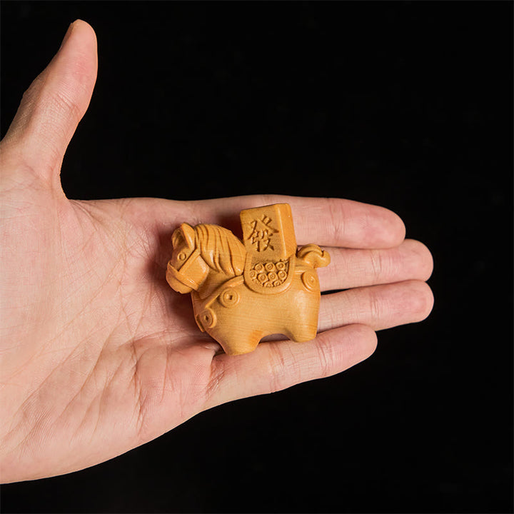 Buddha Stones Anno del Cavallo Arricchisciti Sandalo verde Foglia piccola Sandalo rosso Legno di tiglio Animali Decorazione positiva - image 13