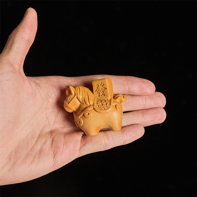 Buddha Stones Anno del Cavallo Arricchisciti Sandalo verde Foglia piccola Sandalo rosso Legno di tiglio Animali Decorazione positiva - image 13