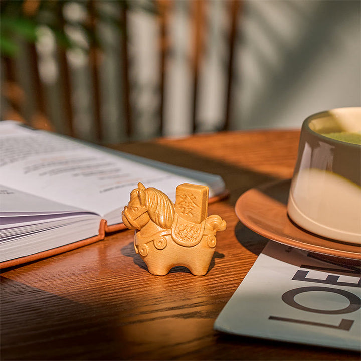 Buddha Stones Anno del Cavallo Arricchisciti Sandalo verde Foglia piccola Sandalo rosso Legno di tiglio Animali Decorazione positiva - image 11