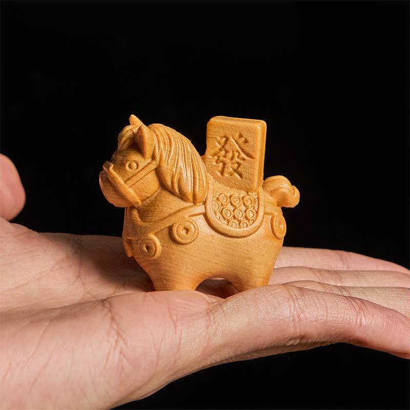 Buddha Stones Anno del Cavallo Arricchisciti Sandalo verde Foglia piccola Sandalo rosso Legno di tiglio Animali Decorazione positiva - image 12