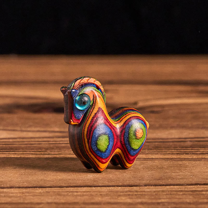 Buddha Stones Anno del Cavallo Intagliato Cavallo Tang Arcobaleno Eucalipto Creatività Decorazione da Scrivania - Cavallo Tang - 37*37*10mm - image 0