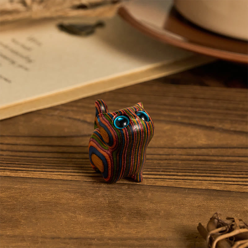 Buddha Stones intagliate a forma di gattino carino, eucalipto arcobaleno, decorazione per ridurre lo stress - image 1