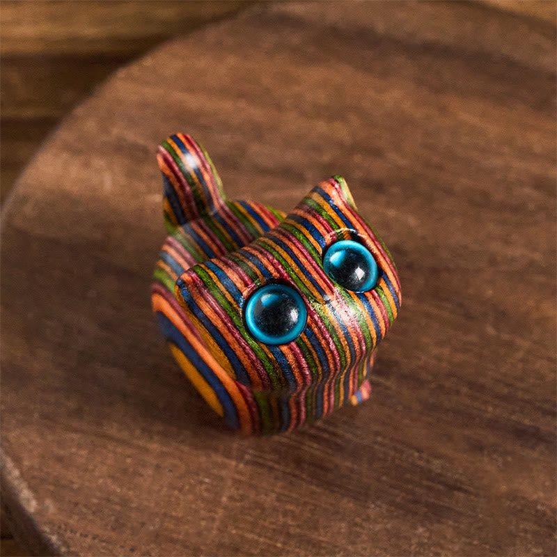 Buddha Stones intagliate a forma di gattino carino, eucalipto arcobaleno, decorazione per ridurre lo stress - Gatto dagli occhi azzurri (3,3*3,2*2,1 cm) - image 0
