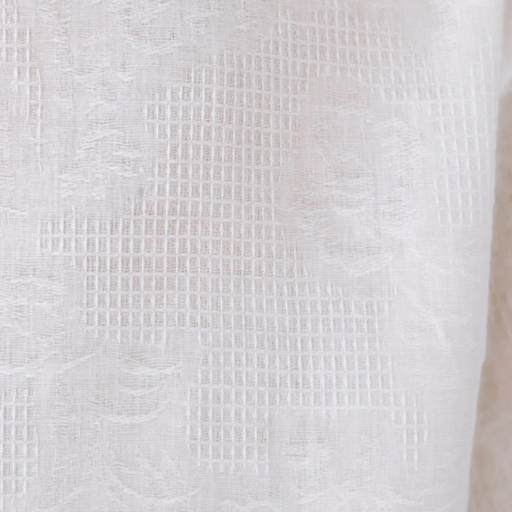 Camicia da donna in cotone con colletto rialzato, maniche a tre quarti ricamate, bottoni a rana in jacquard Buddha Stones - image 24