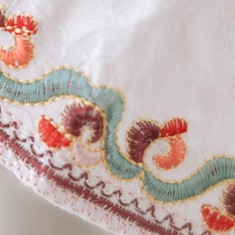 Camicia da donna in cotone con colletto rialzato, maniche a tre quarti ricamate, bottoni a rana in jacquard Buddha Stones - image 23