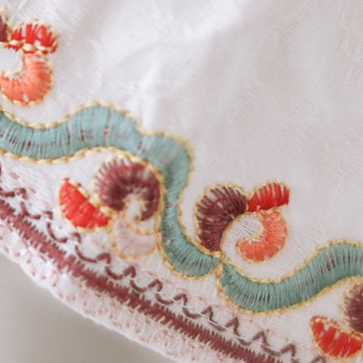 Camicia da donna in cotone con colletto rialzato, maniche a tre quarti ricamate, bottoni a rana in jacquard Buddha Stones - image 23