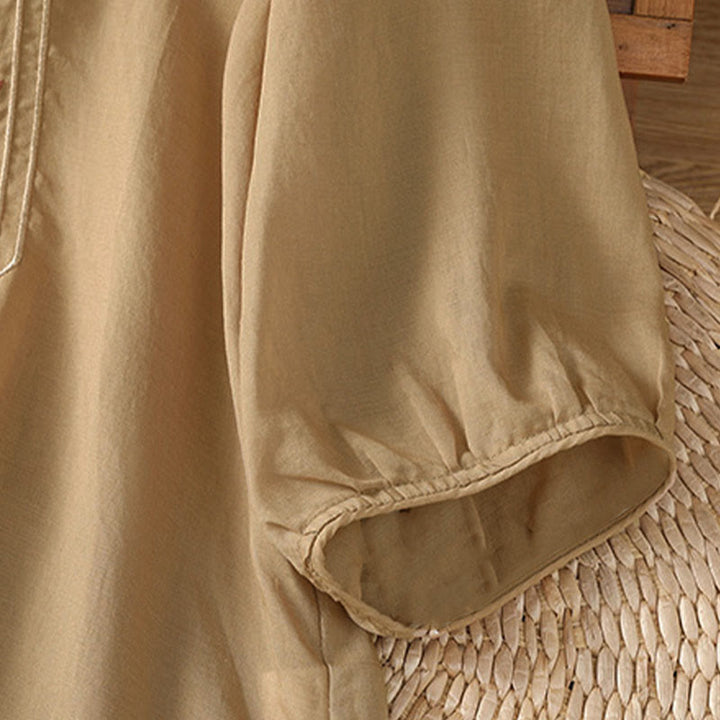 Camicia da donna con colletto rialzato, Buddha Stones , fiori ricamati, polsini elastici, maniche a tre quarti - image 11