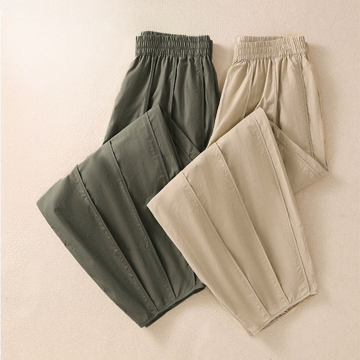 Buddha Stones Pantaloni harem da donna a vita alta, plissettati, semplici e colorati, con tasche - image 22