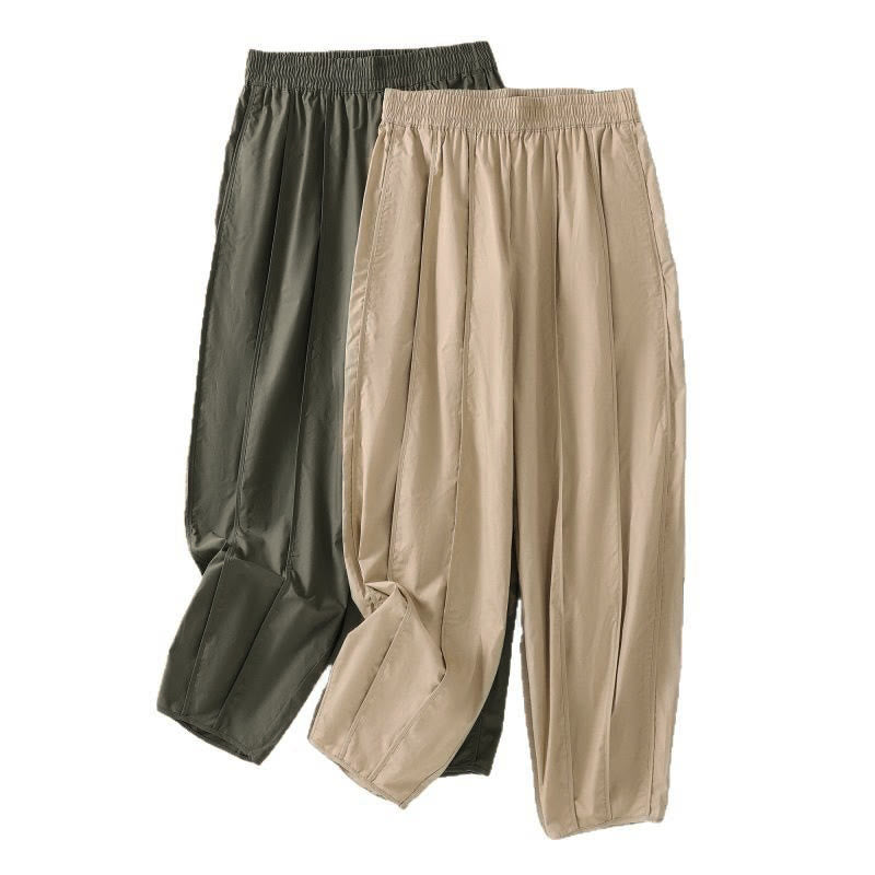 Buddha Stones Pantaloni harem da donna a vita alta, plissettati, semplici e colorati, con tasche - image 24