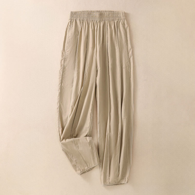 Buddha Stones Pantaloni harem da donna a vita alta, plissettati, semplici e colorati, con tasche - Grano - US8-10, UK/AU12-14, EU40-42 (2XL) - image 9