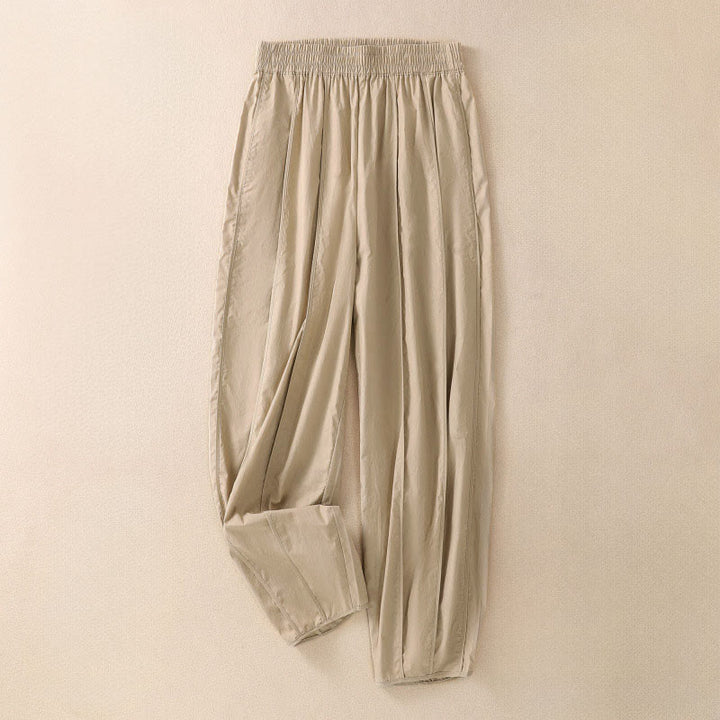 Buddha Stones Pantaloni harem da donna a vita alta, plissettati, semplici e colorati, con tasche - Grano - US8-10, UK/AU12-14, EU40-42 (2XL) - image 9