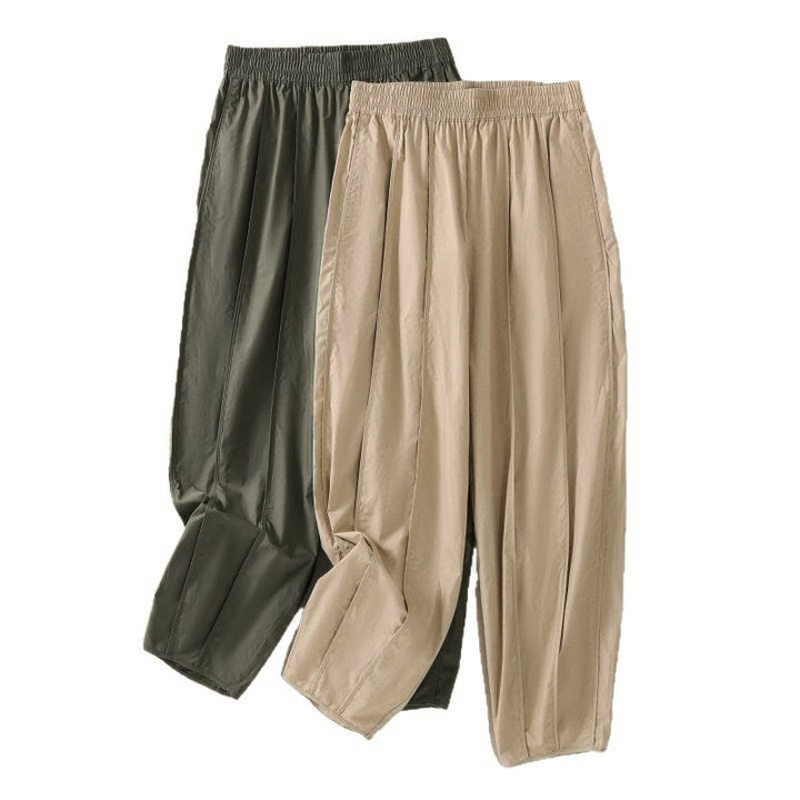 Buddha Stones Pantaloni harem da donna a vita alta, plissettati, semplici e colorati, con tasche - image 24