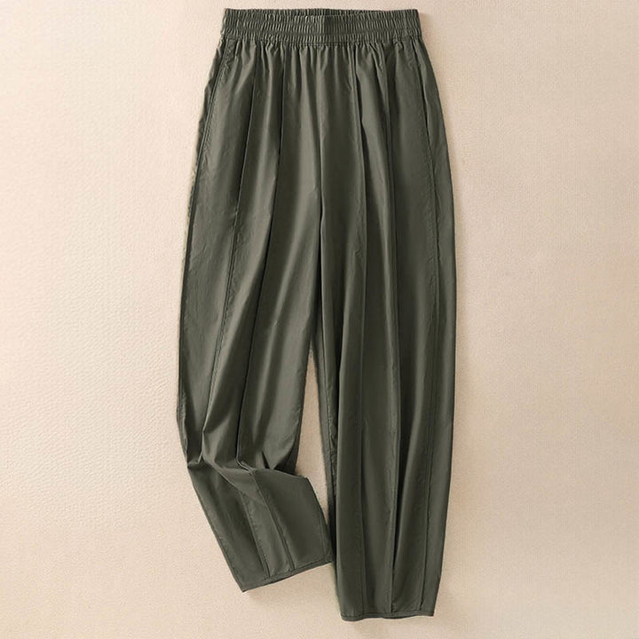 Buddha Stones Pantaloni harem da donna a vita alta, plissettati, semplici e colorati, con tasche - image 2