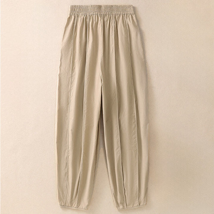 Buddha Stones Pantaloni harem da donna a vita alta, plissettati, semplici e colorati, con tasche - image 10