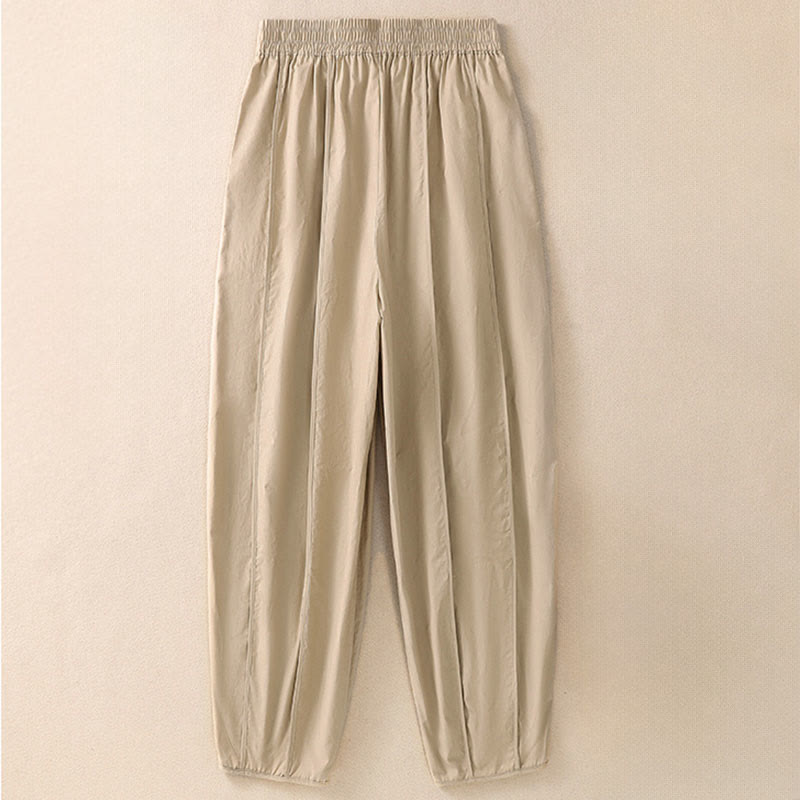 Buddha Stones Pantaloni harem da donna a vita alta, plissettati, semplici e colorati, con tasche - image 10