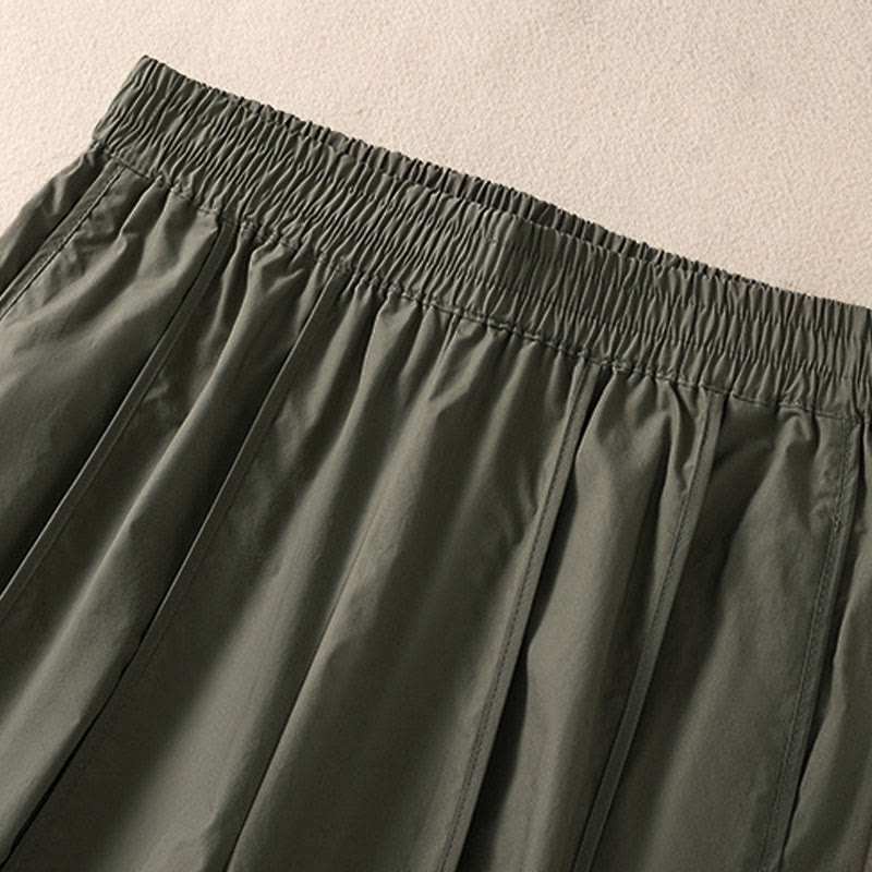 Buddha Stones Pantaloni harem da donna a vita alta, plissettati, semplici e colorati, con tasche - image 4