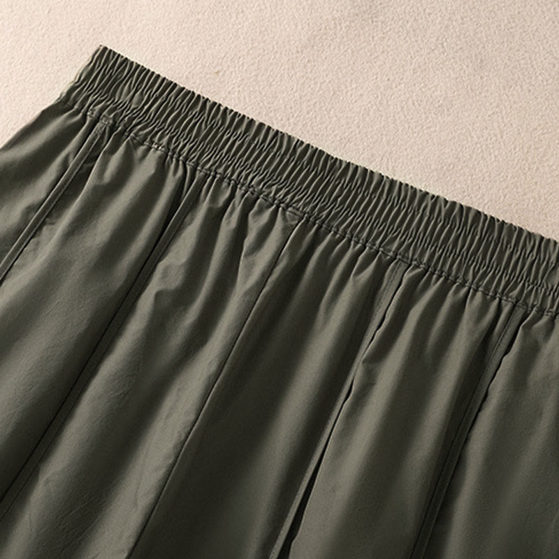 Buddha Stones Pantaloni harem da donna a vita alta, plissettati, semplici e colorati, con tasche - image 3