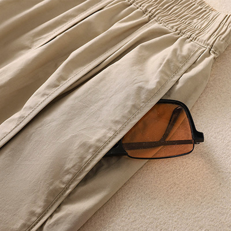 Buddha Stones Pantaloni harem da donna a vita alta, plissettati, semplici e colorati, con tasche - image 14