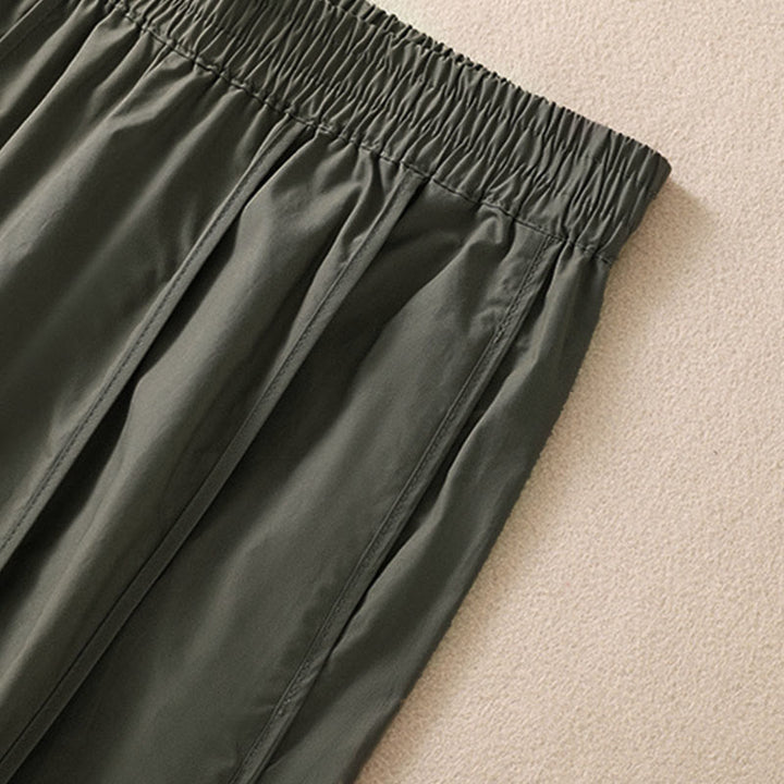 Buddha Stones Pantaloni harem da donna a vita alta, plissettati, semplici e colorati, con tasche - image 6