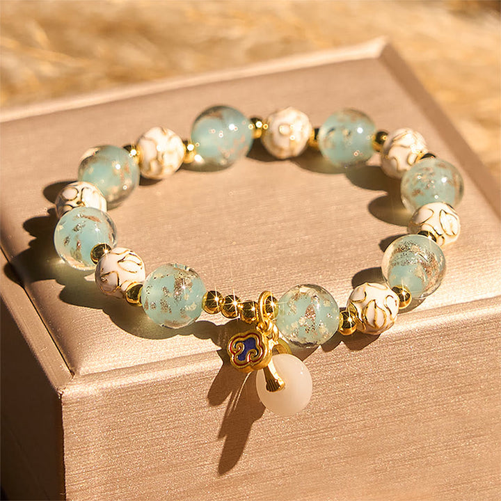 Braccialetto delle benedizioni in vetro blu Liuli Buddha Stones - Vetro Liuli (circonferenza del polso: 15-16 cm) - image 0