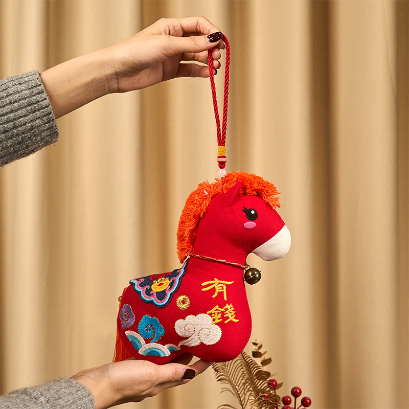 Buddha Stones Anno del Cavallo Rame Rosso Filo Carattere Fu Ricamo Prosperità Decorazione per la casa - image 10