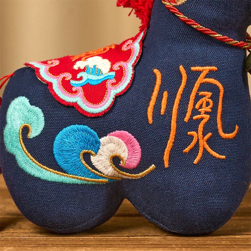 Buddha Stones Anno del Cavallo Rame Rosso Filo Carattere Fu Ricamo Prosperità Decorazione per la casa - image 24