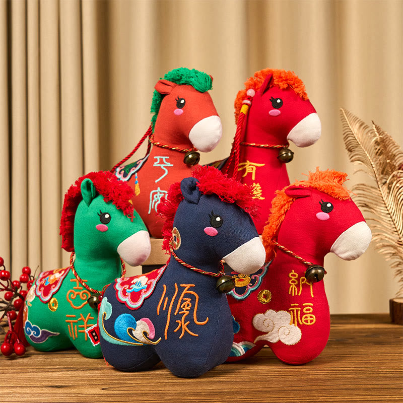 Buddha Stones Anno del Cavallo Rame Rosso Filo Carattere Fu Ricamo Prosperità Decorazione per la casa - image 34