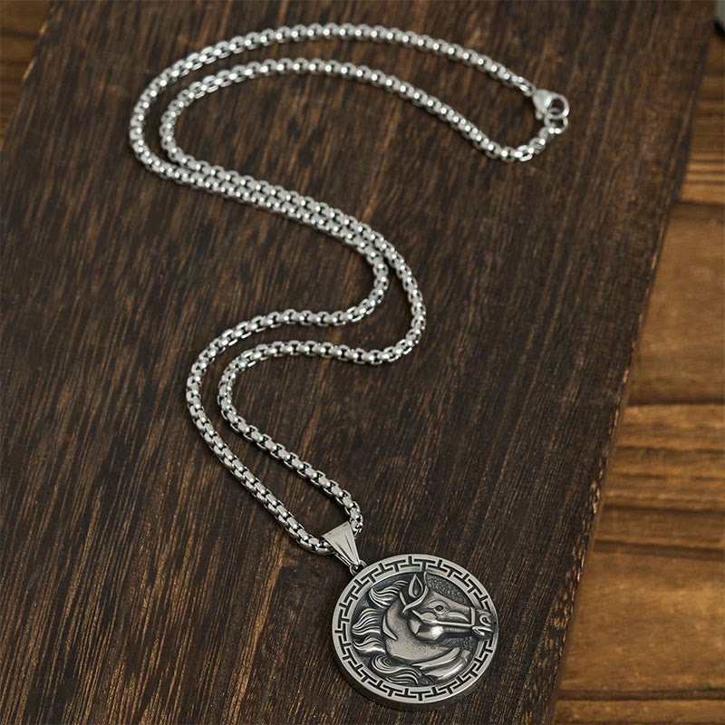 Collana con ciondolo in acciaio e titanio "Equilibrio" Buddha Stones dell'anno del cavallo - image 4