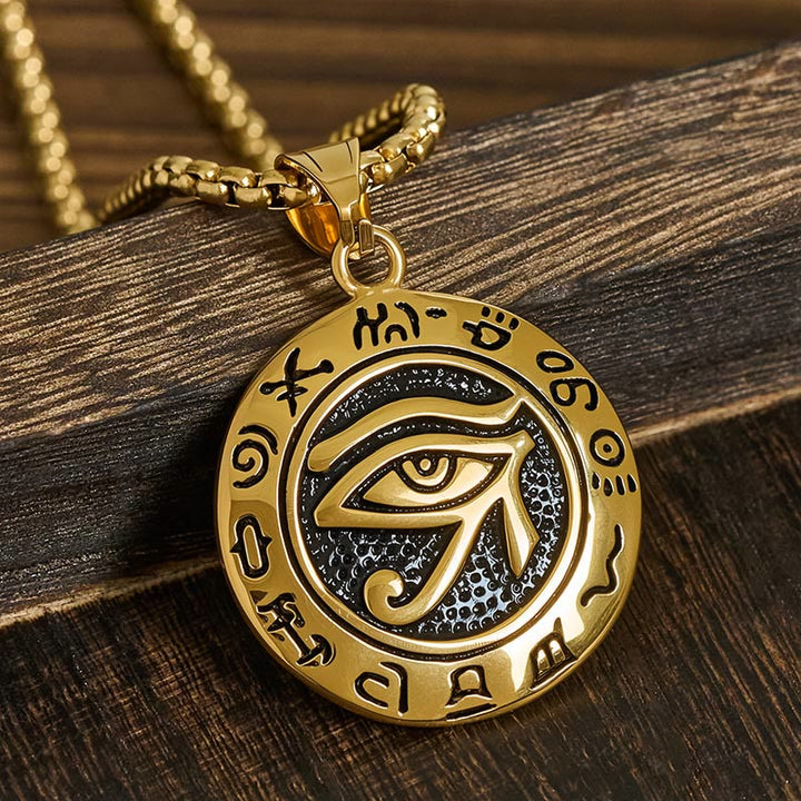 Collana con ciondolo in acciaio al titanio e Buddha Stones contro il malocchio - Occhio diabolico in acciaio al titanio dorato - image 7