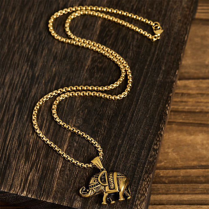 Ciondoli per collana rinforzati con elefante in acciaio al titanio Buddha Stones - image 11