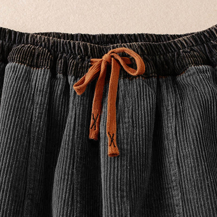 Pantaloni harem da donna in velluto a coste con contrasto di colore, foderati in pile termico e tasche, con Buddha Stones - image 25