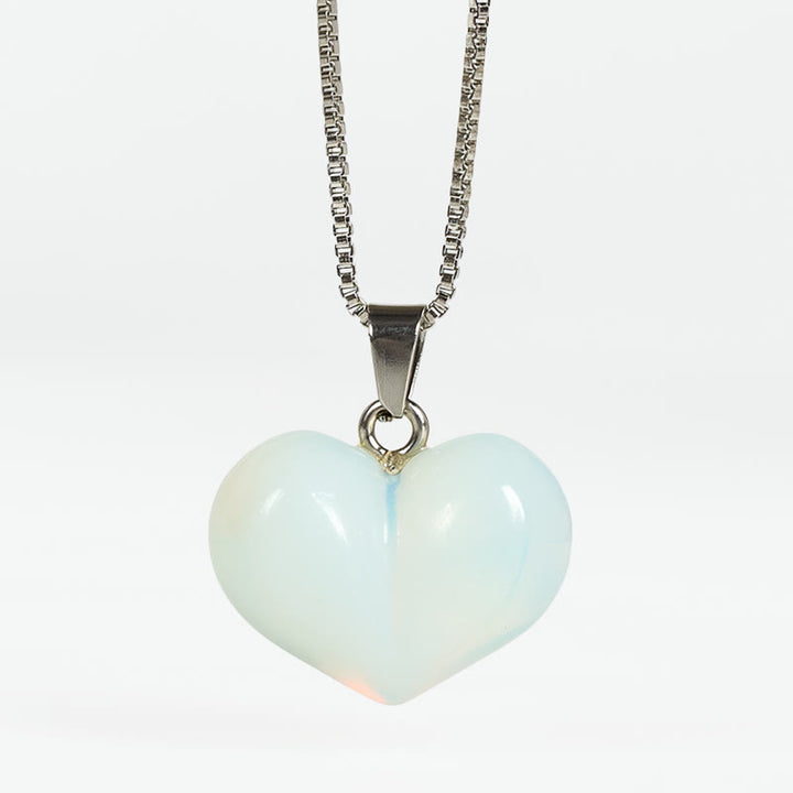 Collana con ciondolo a forma di cuore in Buddha Stones, ametista, topazio, cristallo rosa, opale, occhio di tigre, cristallo bianco, diaspro rosso, amazzonite, avventurina verde, ossidiana nera, citrino. - Opale - image 16