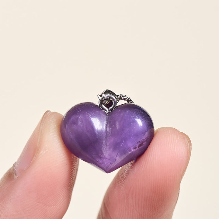 Collana con ciondolo a forma di cuore in Buddha Stones, ametista, topazio, cristallo rosa, opale, occhio di tigre, cristallo bianco, diaspro rosso, amazzonite, avventurina verde, ossidiana nera, citrino. - image 2