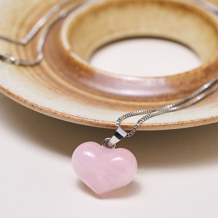 Collana con ciondolo a forma di cuore in Buddha Stones, ametista, topazio, cristallo rosa, opale, occhio di tigre, cristallo bianco, diaspro rosso, amazzonite, avventurina verde, ossidiana nera, citrino. - image 14