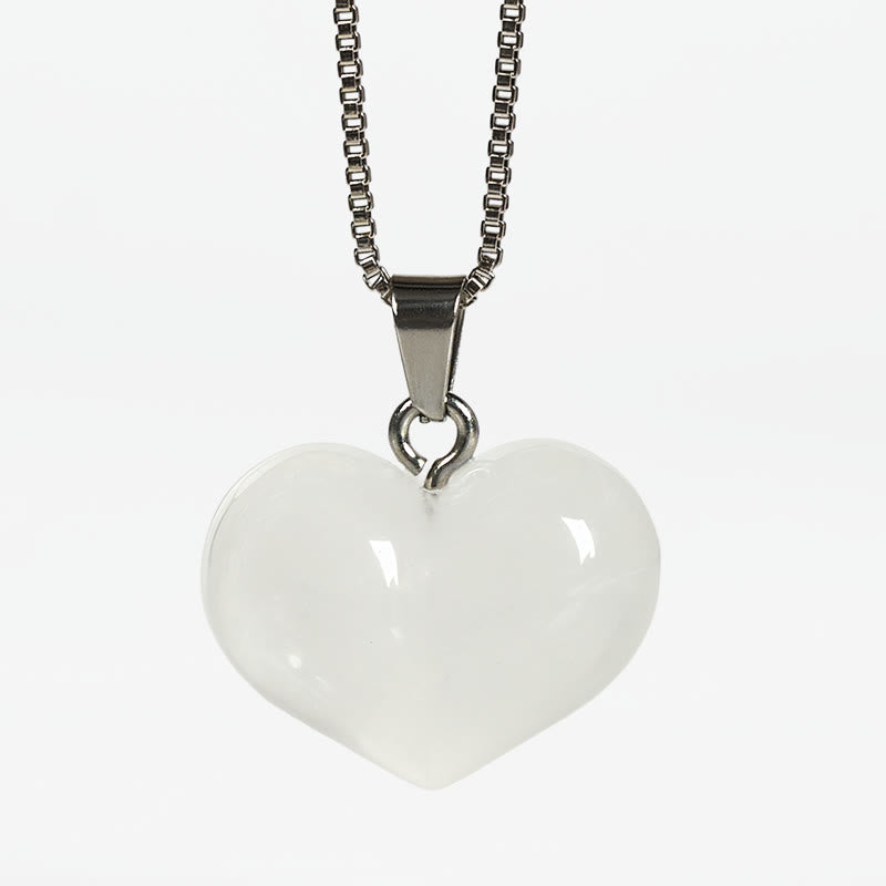 Collana con ciondolo a forma di cuore in Buddha Stones, ametista, topazio, cristallo rosa, opale, occhio di tigre, cristallo bianco, diaspro rosso, amazzonite, avventurina verde, ossidiana nera, citrino. - Cristallo bianco - image 24