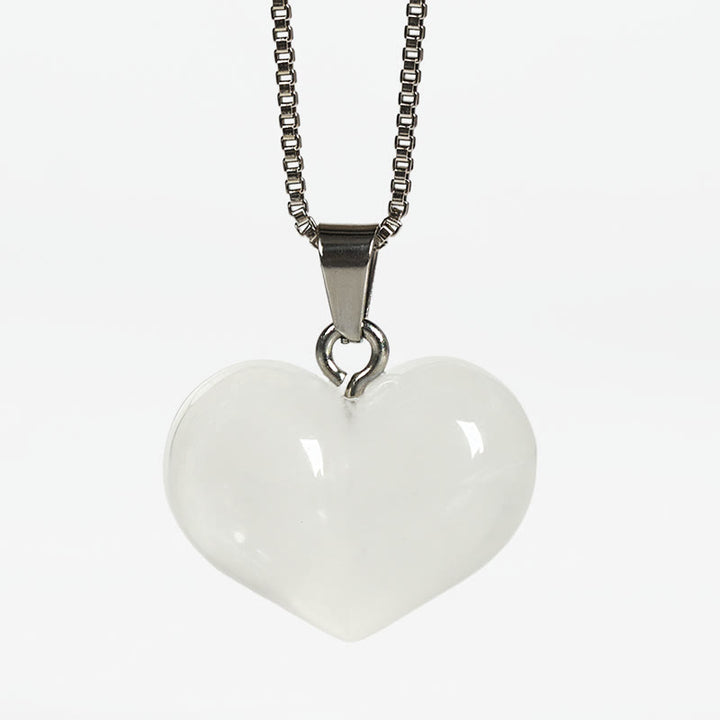 Collana con ciondolo a forma di cuore in Buddha Stones, ametista, topazio, cristallo rosa, opale, occhio di tigre, cristallo bianco, diaspro rosso, amazzonite, avventurina verde, ossidiana nera, citrino. - Cristallo bianco - image 24