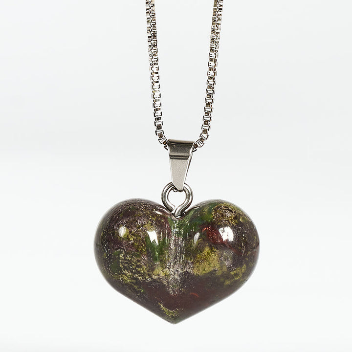 Collana con ciondolo a forma di cuore in Buddha Stones, ametista, topazio, cristallo rosa, opale, occhio di tigre, cristallo bianco, diaspro rosso, amazzonite, avventurina verde, ossidiana nera, citrino. - Diaspro Sangue di Drago - image 9