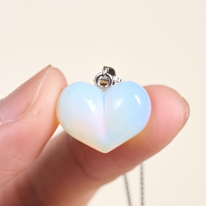 Collana con ciondolo a forma di cuore in Buddha Stones, ametista, topazio, cristallo rosa, opale, occhio di tigre, cristallo bianco, diaspro rosso, amazzonite, avventurina verde, ossidiana nera, citrino. - image 17