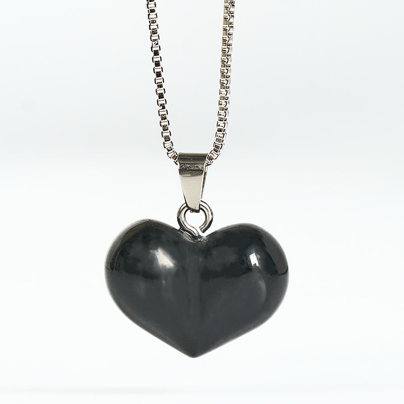 Collana con ciondolo a forma di cuore in Buddha Stones, ametista, topazio, cristallo rosa, opale, occhio di tigre, cristallo bianco, diaspro rosso, amazzonite, avventurina verde, ossidiana nera, citrino. - Ossidiana nera - image 40