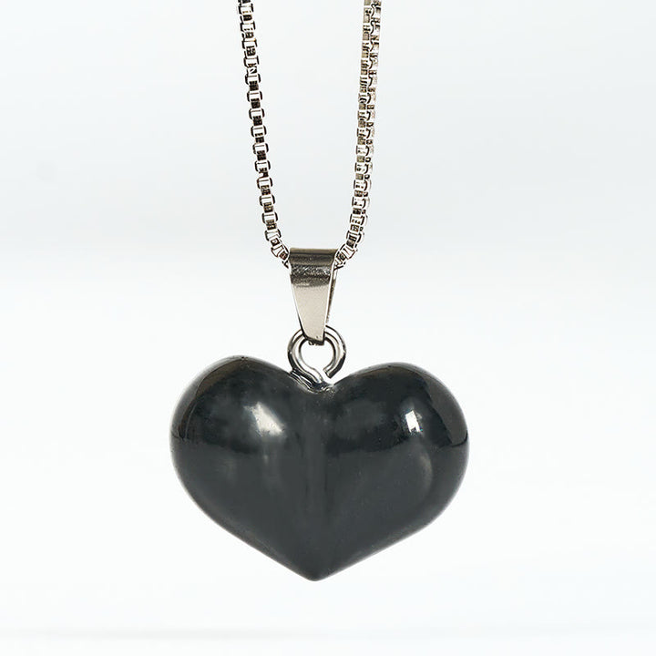Collana con ciondolo a forma di cuore in Buddha Stones, ametista, topazio, cristallo rosa, opale, occhio di tigre, cristallo bianco, diaspro rosso, amazzonite, avventurina verde, ossidiana nera, citrino. - Ossidiana nera - image 40