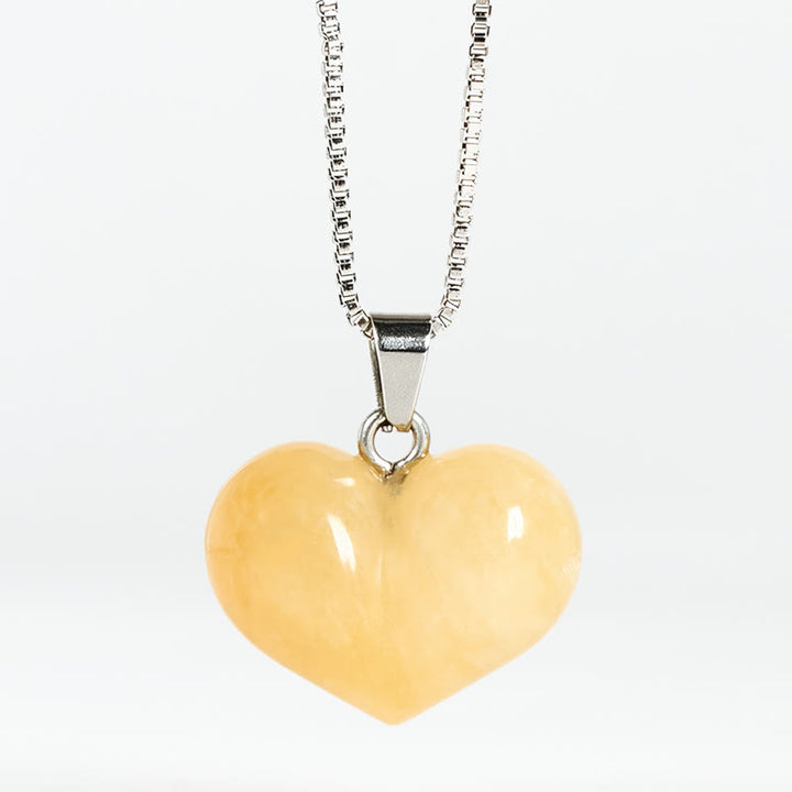 Collana con ciondolo a forma di cuore in Buddha Stones, ametista, topazio, cristallo rosa, opale, occhio di tigre, cristallo bianco, diaspro rosso, amazzonite, avventurina verde, ossidiana nera, citrino. - Topazio - image 5