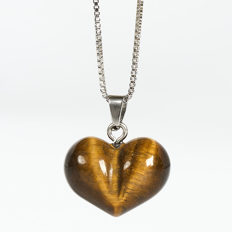 Collana con ciondolo a forma di cuore in Buddha Stones, ametista, topazio, cristallo rosa, opale, occhio di tigre, cristallo bianco, diaspro rosso, amazzonite, avventurina verde, ossidiana nera, citrino. - Occhio di tigre - image 20