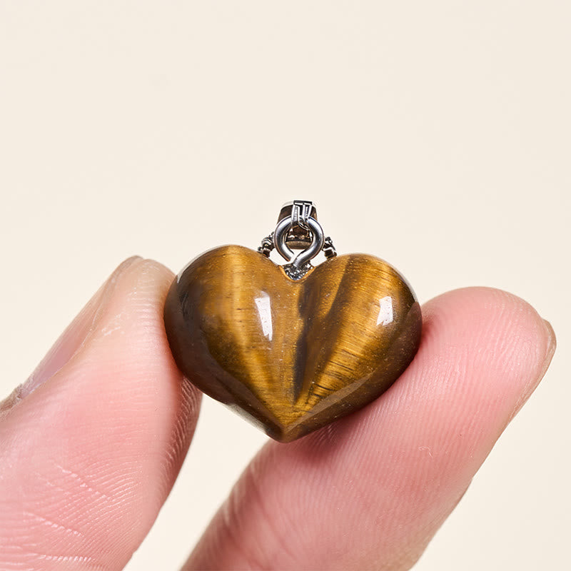 Collana con ciondolo a forma di cuore in Buddha Stones, ametista, topazio, cristallo rosa, opale, occhio di tigre, cristallo bianco, diaspro rosso, amazzonite, avventurina verde, ossidiana nera, citrino. - image 21