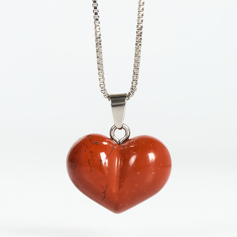 Collana con ciondolo a forma di cuore in Buddha Stones, ametista, topazio, cristallo rosa, opale, occhio di tigre, cristallo bianco, diaspro rosso, amazzonite, avventurina verde, ossidiana nera, citrino. - Diaspro rosso - image 28