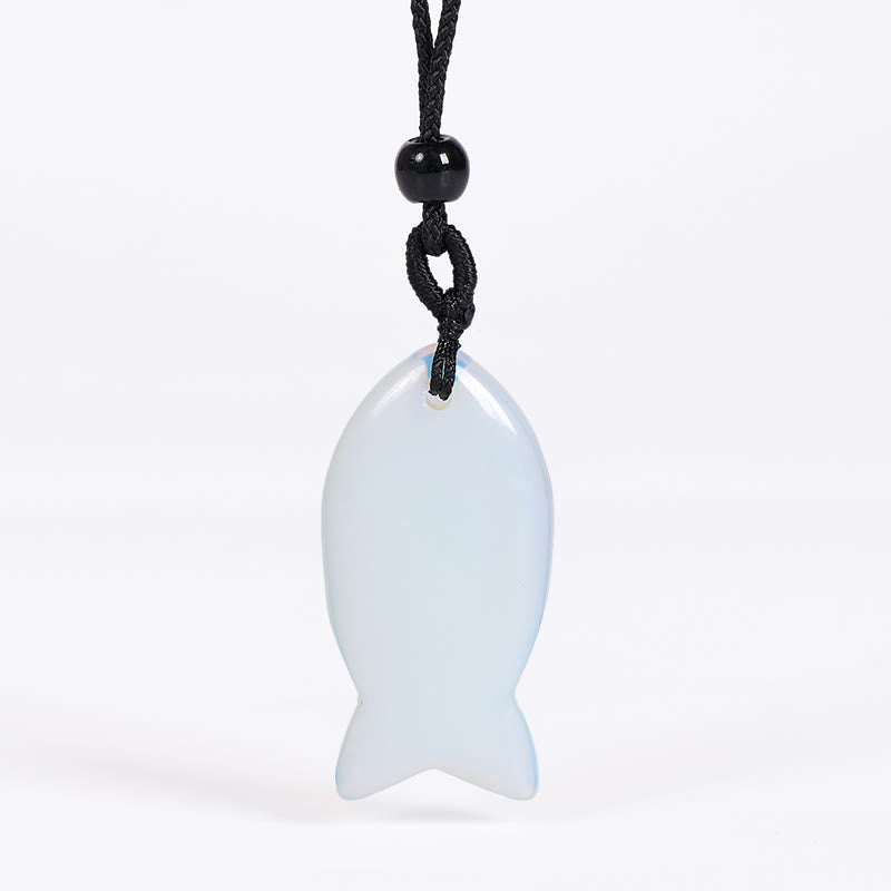 Collana con ciondolo Buddha Stones Koi Fish, cristallo rosa, agata indiana, ametista, topazio, diaspro rosso, calore e successo - Opale - image 55