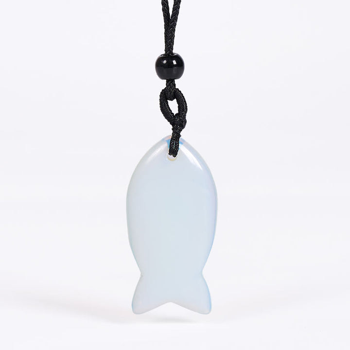 Collana con ciondolo Buddha Stones Koi Fish, cristallo rosa, agata indiana, ametista, topazio, diaspro rosso, calore e successo - Opale - image 55