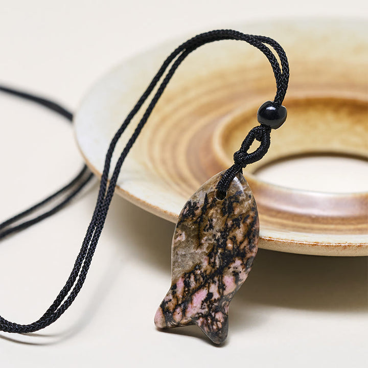 Collana con ciondolo Buddha Stones Koi Fish, cristallo rosa, agata indiana, ametista, topazio, diaspro rosso, calore e successo - image 28