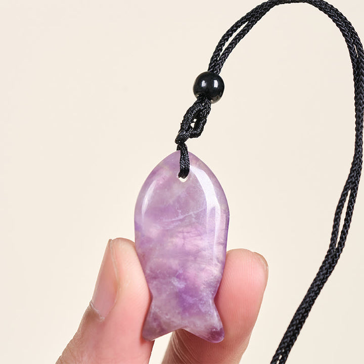 Collana con ciondolo Buddha Stones Koi Fish, cristallo rosa, agata indiana, ametista, topazio, diaspro rosso, calore e successo - image 52