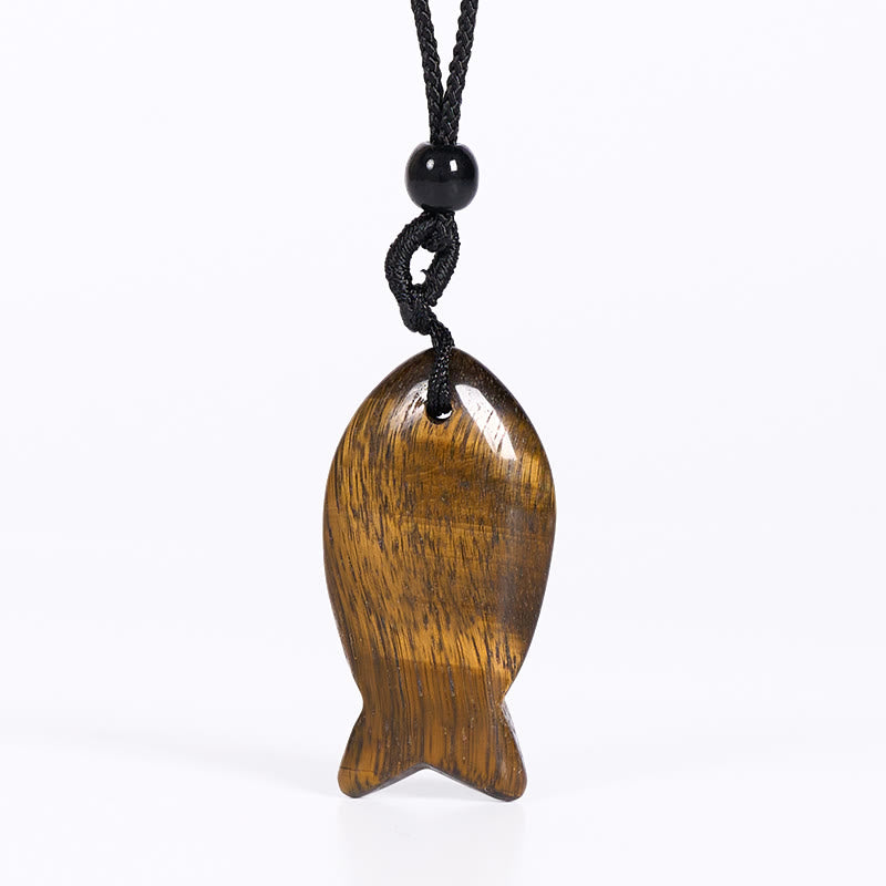 Collana con ciondolo Buddha Stones Koi Fish, cristallo rosa, agata indiana, ametista, topazio, diaspro rosso, calore e successo - Occhio di tigre - image 30