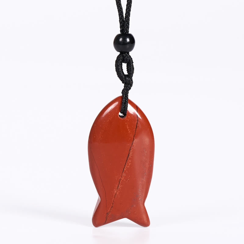 Collana con ciondolo Buddha Stones Koi Fish, cristallo rosa, agata indiana, ametista, topazio, diaspro rosso, calore e successo - Diaspro rosso - image 18